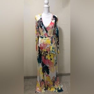 MELISSA MCCARTHY SEVEN7 - "PAINTED CLOUD WATERCOLOR" MAXI WRAP DRESS (size: 1X)